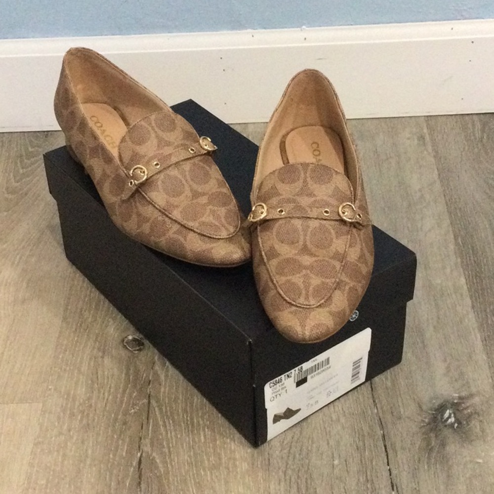 Coach loafers — brown coach logo, pointed toe, very chic,look beautiful on!